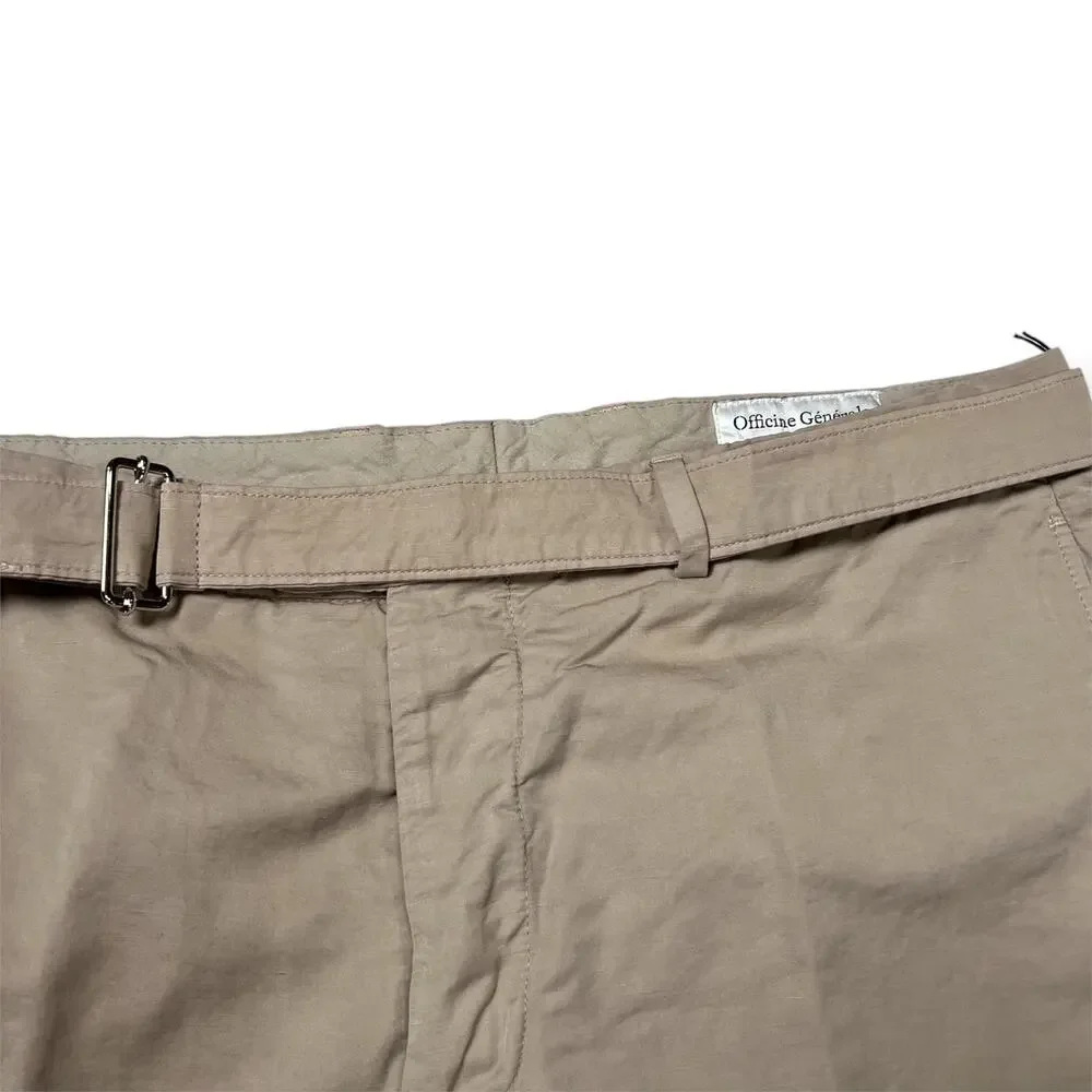 Officine Generale Paul Pant SIZE 50 US 34 Burnt Sand Cotton Linen Unhemmed
